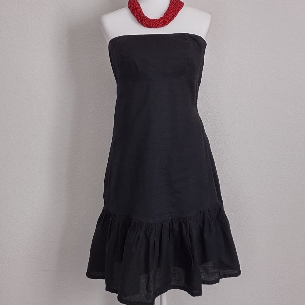 Strapless Black Dress Linen Size 2